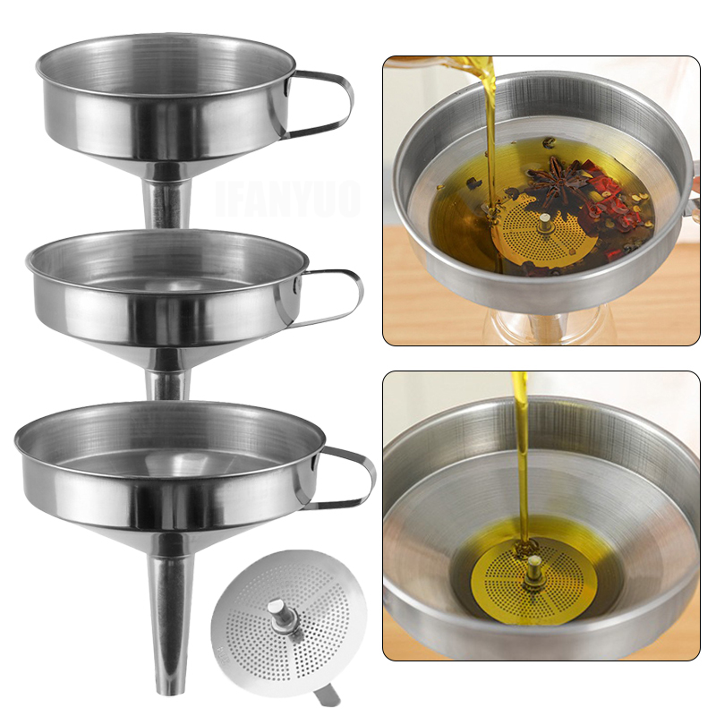 Home Cooking Oil Filter - Juego de embudos de acero inoxidable