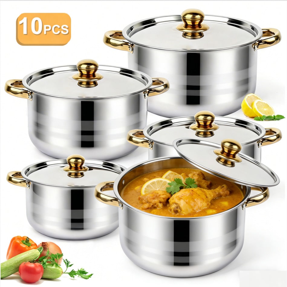 Juego de ollas de acero inoxid - Home Cooking Cookbook reseña y precio